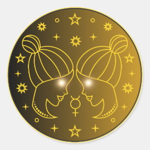 Tvillingarnas stjärntecken Emblem Minimalt himme Runt Klistermärke
