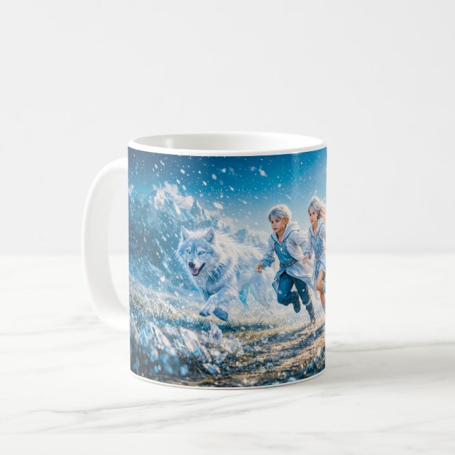 Tvillingarnas stjärntecken med tvillingbarn och vi kaffemugg (Framsida vänster)