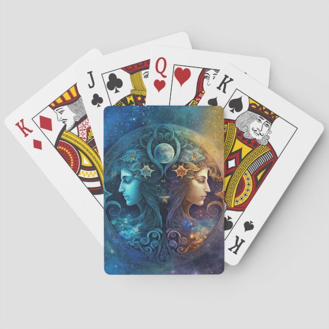 Tvillingarnas stjärntecken Vattenfärgdesign Casinokort (Baksidan)