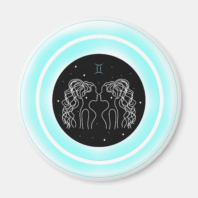 Tvillingarnas symbol – Minimalt astrologiskt emble Magnet (Framsidan)