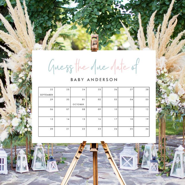 Tvillingbabydusch rosa Blue modern typografi Poster (Skapare uppladdad)