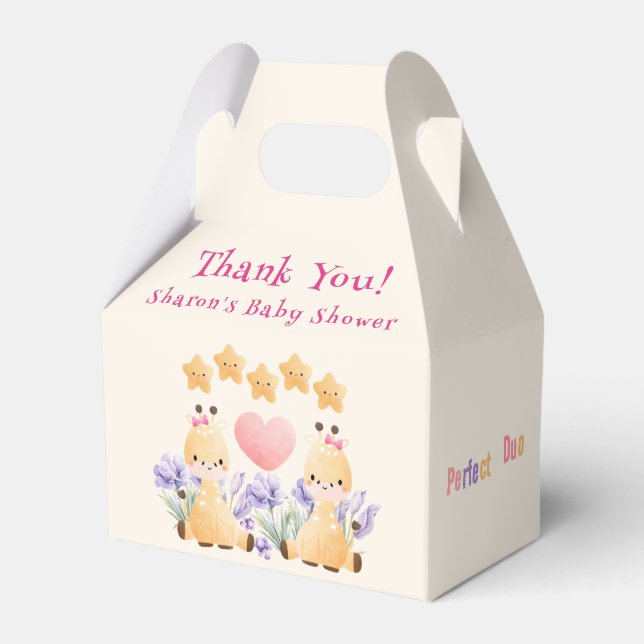 Tvillingbabyskor | Cute Giraffe Baby Shower Presentaskar (Baksidan Sidan)