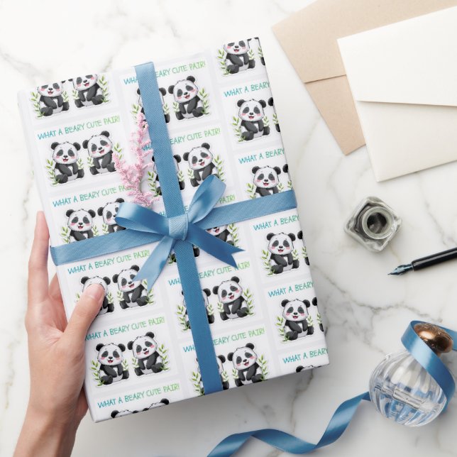 Tvillingbarn Panda Björn Presentförpackning, Tvill Presentpapper (Gifting)