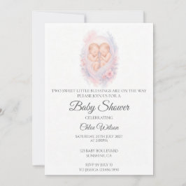 Tvillingbarn som sover Baby Shower-inbjudan