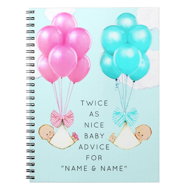 Tvillingbarns Baby Shower Anteckningsbok (Framsidan)