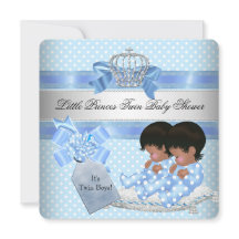 Tvillingbarns Baby Shower Pojkar Blå Liten Prins K