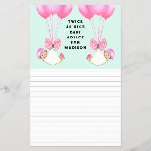 Tvillingbarns Baby Shower Rådkort Flygblad