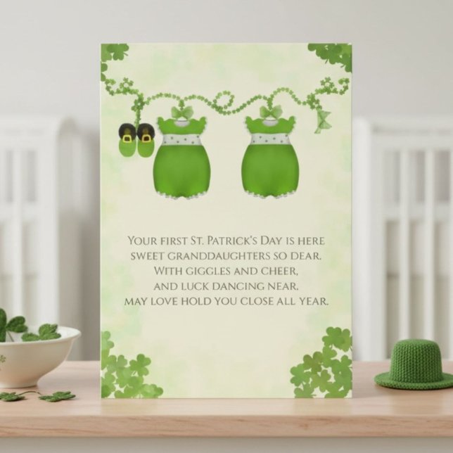 Tvillingbarnsdotterars Första St Patrick Dag  Kort (Skapare uppladdad)