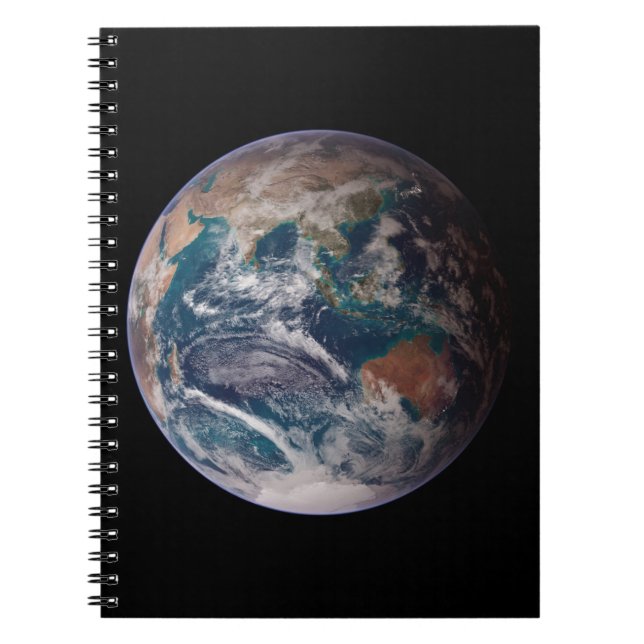 Tvillingblå marmor - Öster - Planeten Earth Image Anteckningsbok (Framsidan)
