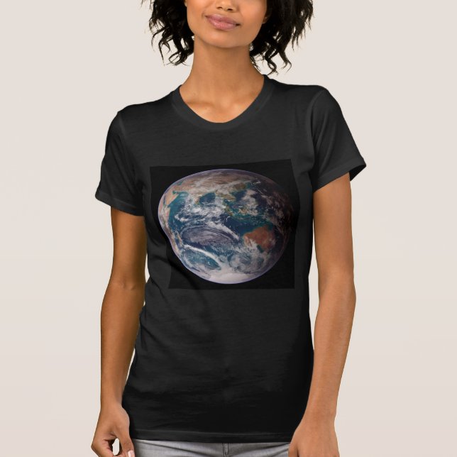 Tvillingblå marmor - Öster - Planeten Earth Image T Shirt (Framsida)