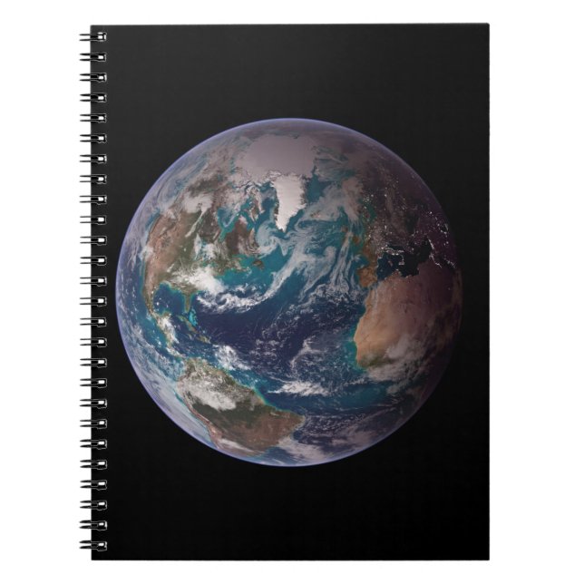 Tvillingblå marmor - Väster - Planeten Jorden Anteckningsbok (Framsidan)