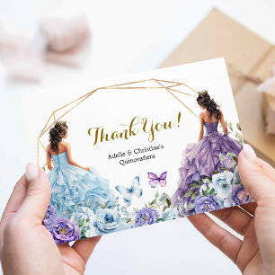 Tvillingblå och Lila Ro Princesses Quinceañera Tilläggskort