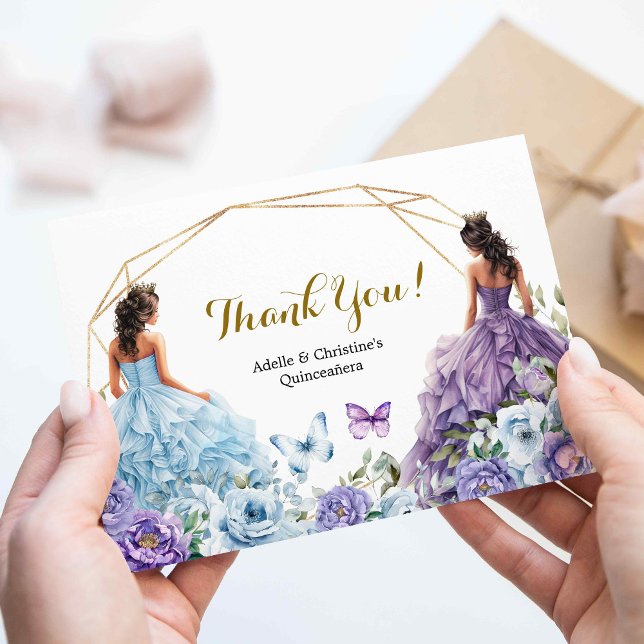 Tvillingblå och Lila Ro Princesses Quinceañera Tilläggskort (Skapare uppladdad)