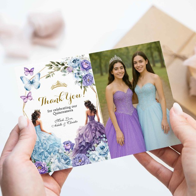 Tvillingblå och Lila Ro Princesses Quinceañera Tilläggskort (Skapare uppladdad)