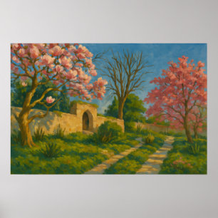 TvillingBlommar - Färgning med tunn Garden Väg Poster