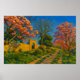 TvillingBlommar - Färgning med tunn Garden Väg Poster