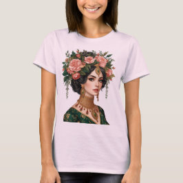 Tvillingblommor damer | Elegant blomsterkonst bakr T Shirt