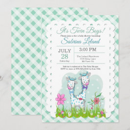 Tvillingbojor Adsible Giraffes Baby Shower Inbjudningar