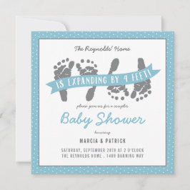 Tvillingbojor Par Shower Blue Polka dots Inbjudningar
