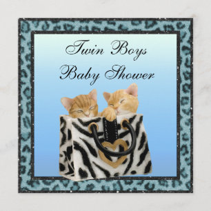 Tvillingboxar Kittens Blue Leopard Skriv ut babysk Inbjudningar