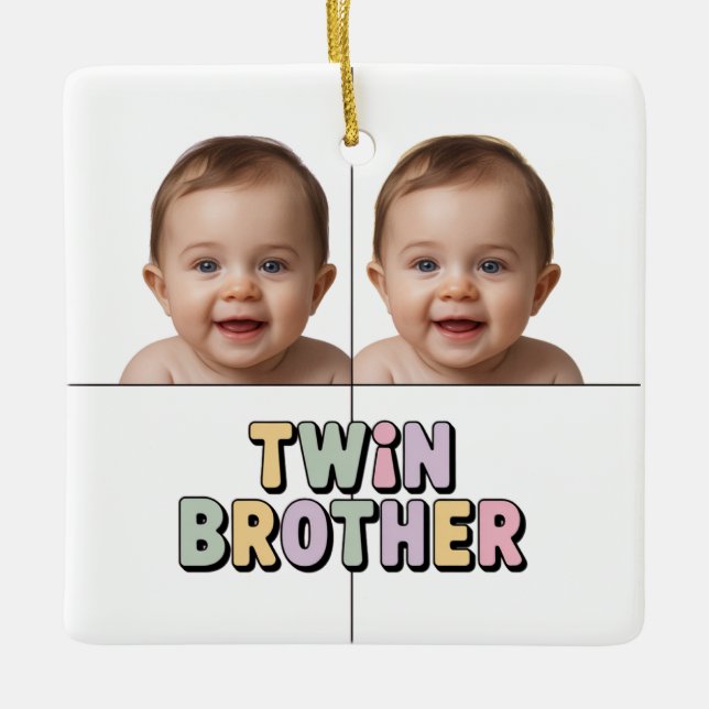 Tvillingbror baby  julgransprydnad keramik (Framsida)