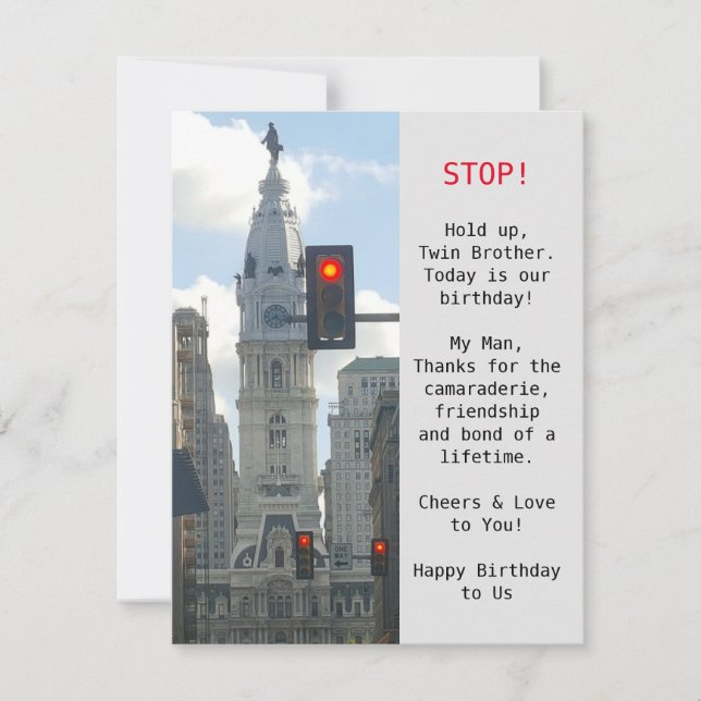 Tvillingbrothers City View Birthday Flata Card (Framsida)