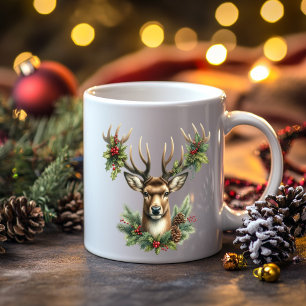 Tvillingbuck-Hjort som dekorerats med dekorationer Kaffemugg