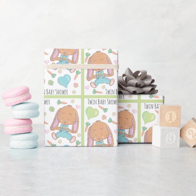 Tvillingbunnies Vår Babyskor, insvepning Papper Presentpapper (Baby Shower)