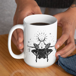 Tvillingdansande flickor 15oz svart kant mugg