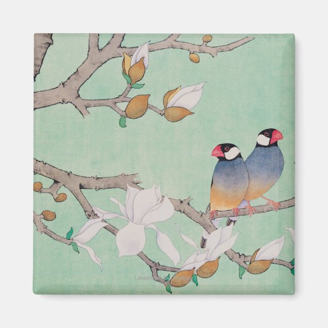 Tvillingfåglar i Grenar Magnet (Framsidan)