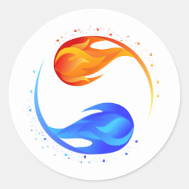 Tvillingflamma-Vit- Runt Klistermärke