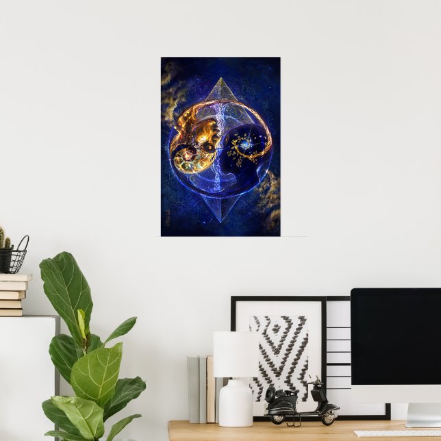 Tvillingflamma - yin-yang balanskonstverk poster (Hemmakontoret)