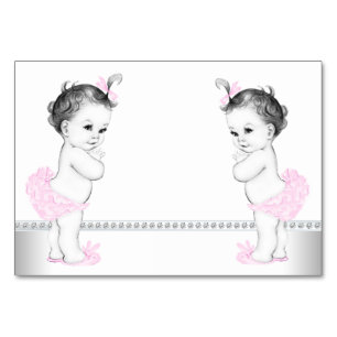 Tvillingflicka Babyshower Bordsnummer