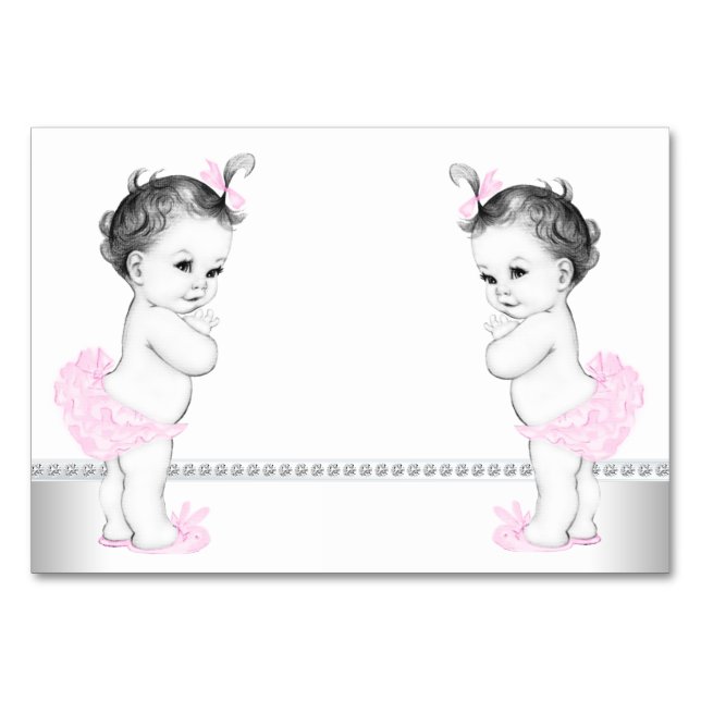 Tvillingflicka Babyshower Bordsnummer (Framsidan)