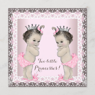 Tvillingflicka Babyshower Inbjudningar