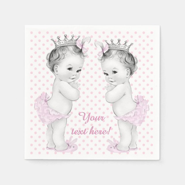 Tvillingflicka Babyshower Pappersservett (Framsidan)