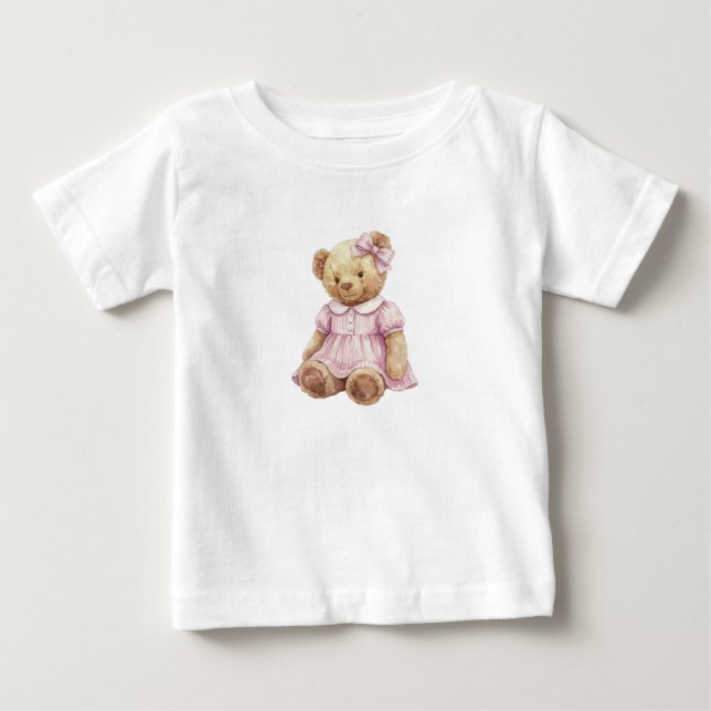 Tvillingflicka nalle födelsedags t-shirt (Framsida)