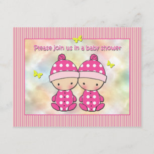 Tvillingflickor Bebis Shower Inbjudningar