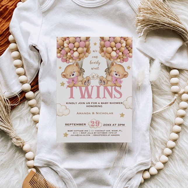 Tvillingflickor kan inte vänta Baby shower Inbjudningar (Skapare uppladdad)