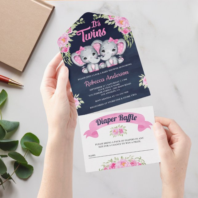 Tvillingflickor Rosa Blommig Elefant Marin Bebisen (Skapare uppladdad)
