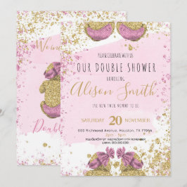 Tvillingflickor Söta babyskor för rosa i glitter g Meddelande