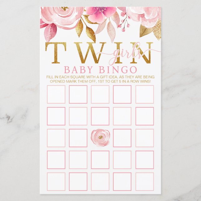 Tvillingflickors babykläder Bingo-spel - Rosa & Gu (Framsida)