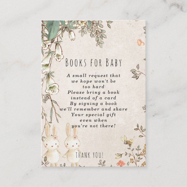 Tvillingflickors bokar för baby-visitkort tilläggskort (Framsida)