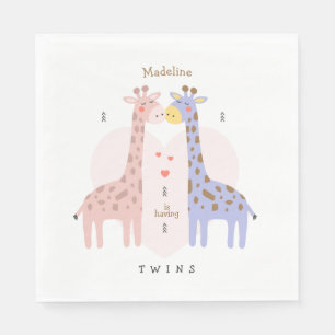 Tvillinggiraffer Baby Shower Servetter