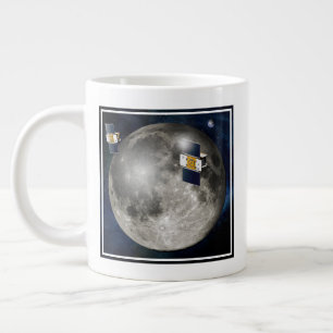 Tvillinggrafik som omger Måne. Jumbo Mugg