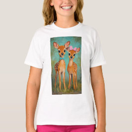Tvillinghjort Tecknad Skogs T-Shirt