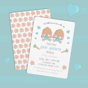 Tvillingkaniner Vår påsk Baby Shower Inbjudan