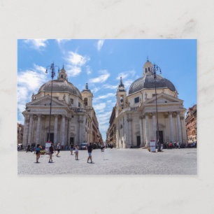 Tvillingkyrkor på Piazza del Popolo - Rom, Italien Vykort