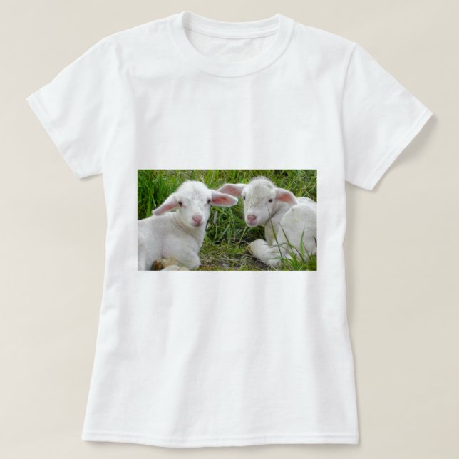 Tvillinglamm Baby Djur Tänker På Dig Tee (Design framsida)