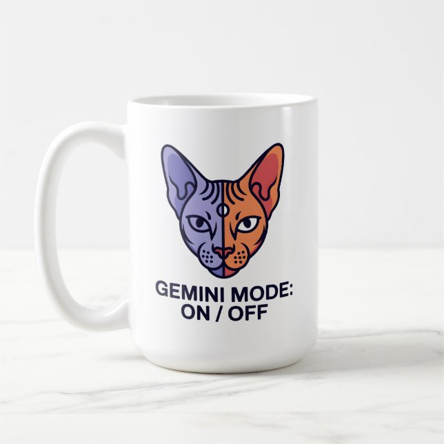 Tvillingmode Dubbel Katt Zodiak Grafisk Konst Kaffemugg (Vänster)